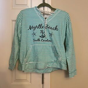 Nautical Myrtle Beach Lace Up Striped Hoodie